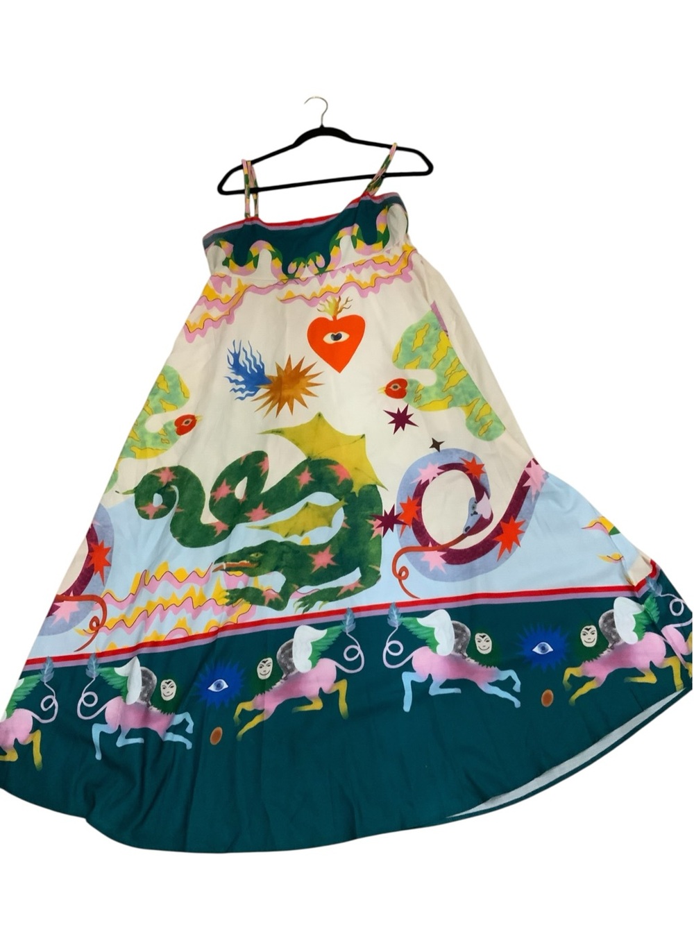 Dalia Macphee Colorful Printed Maxi Graffiti Dress with Straps SIZE 1X